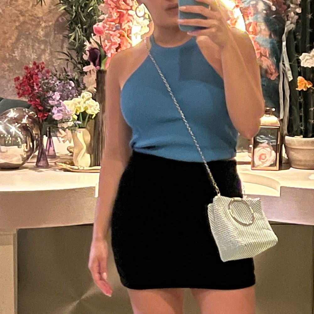 Zara Blue Backless Tie Front Camisole
